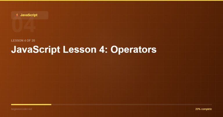 JavaScript Lesson 4: Operators