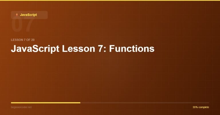 JavaScript Lesson 7: Functions