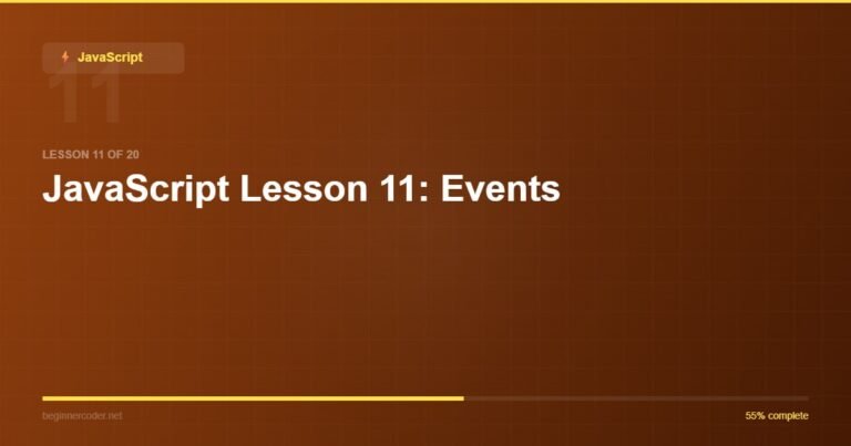 JavaScript Lesson 11: Events