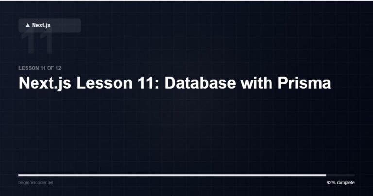 Next.js Lesson 11: Database with Prisma