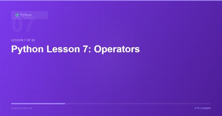 Python Lesson 7: Operators